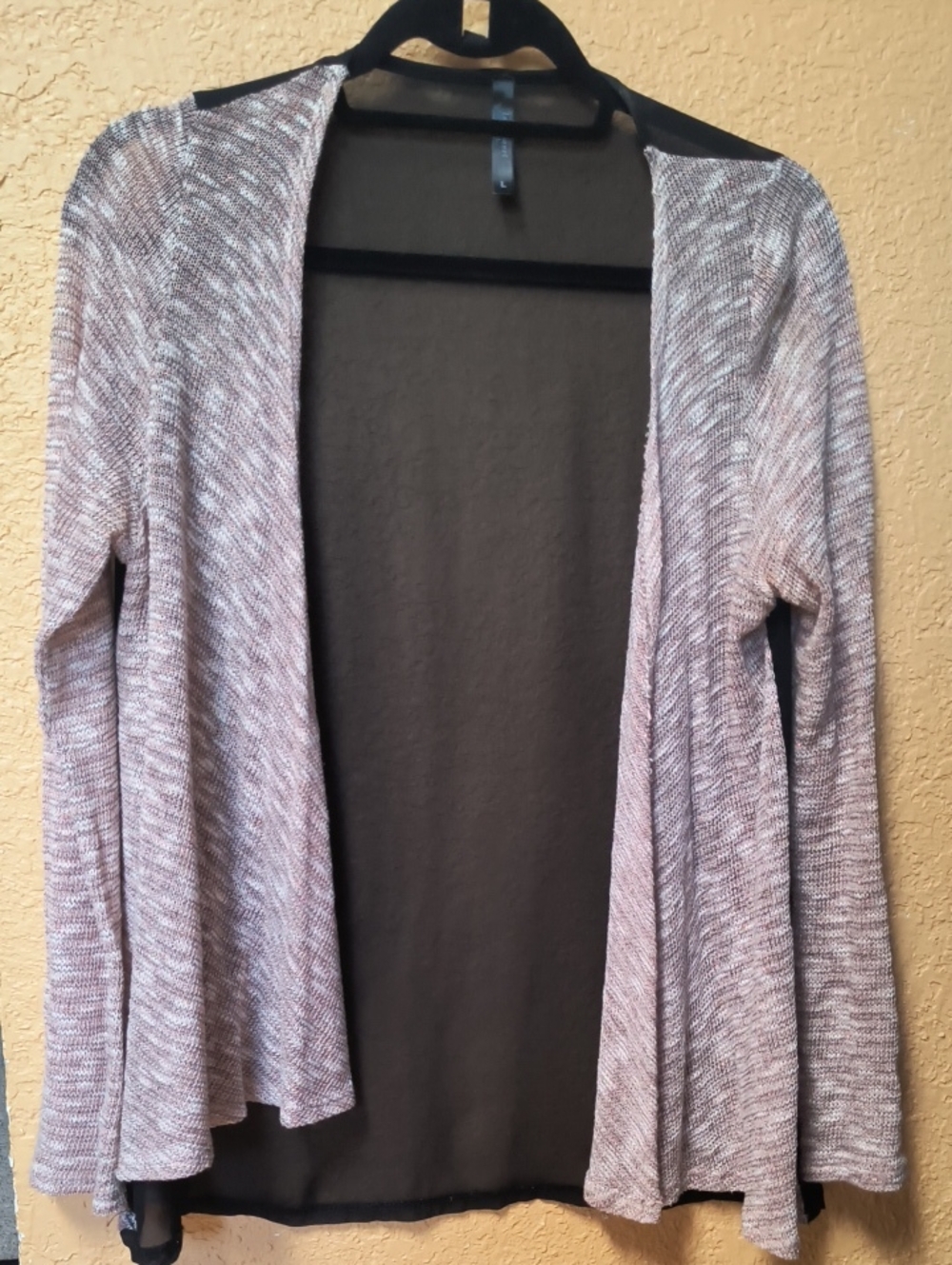 Love Sweey Pink Marled Open-Front Cardigan